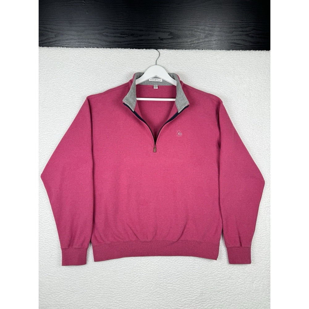 Peter Millar Sweater Pink Quarter Zip Pullover Golf Preppy Stretch Men Large